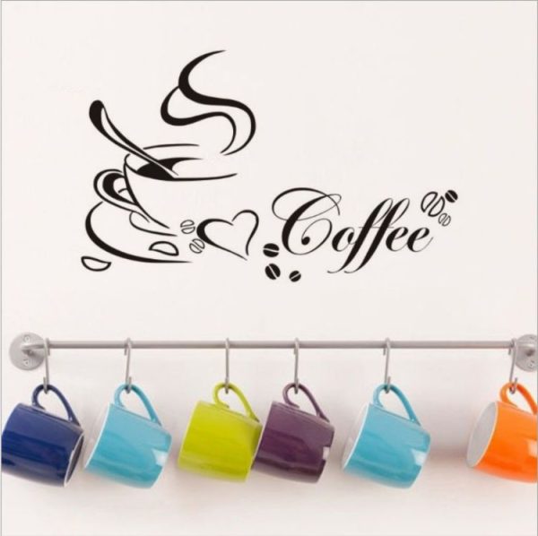 Love Coffee Cup Restaurant Wall Decoration Wall Stickers, Size: 44X38cm - Image 3