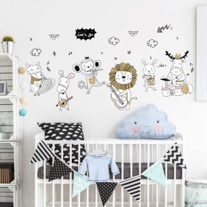 Cartoon Animal Concert Children Room Wardrobe Decoration Cartoon Stickers, Size: 50X70cm