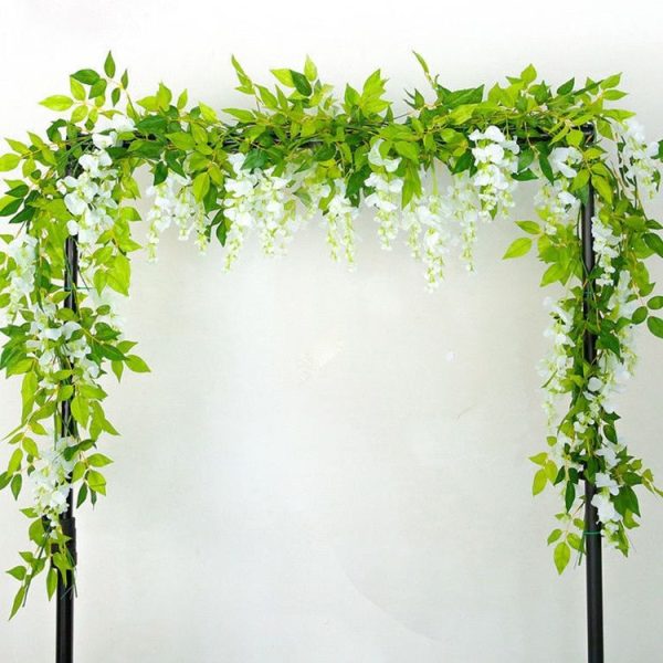 Artificial Flowers Vine Garland Wedding Arch Decoration Fake Plants Leaf Vine (Red Purple) - Image 4