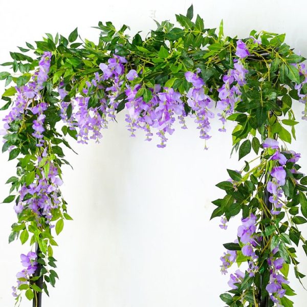 Artificial Flowers Vine Garland Wedding Arch Decoration Fake Plants Leaf Vine (Red Purple) - Image 5