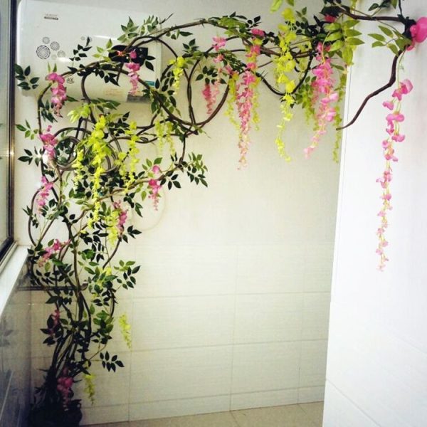 Artificial Flowers Vine Garland Wedding Arch Decoration Fake Plants Leaf Vine (Red Purple) - Image 6
