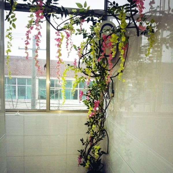 Artificial Flowers Vine Garland Wedding Arch Decoration Fake Plants Leaf Vine (Red Purple) - Image 7