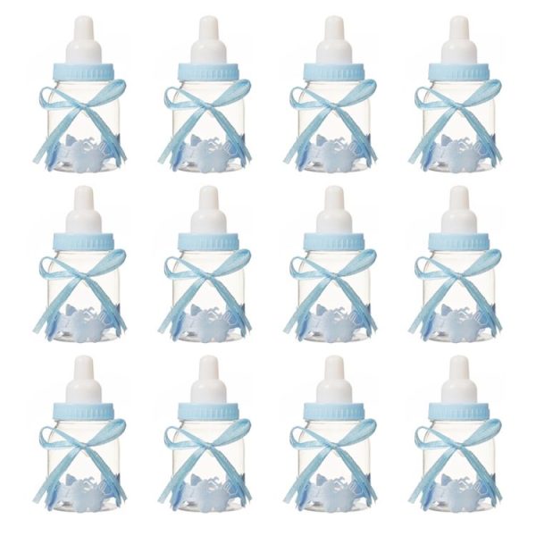 12 PCS Cute Nursing Bottle Wedding Candy Gift Box, Size: 9x4cm (Blue)