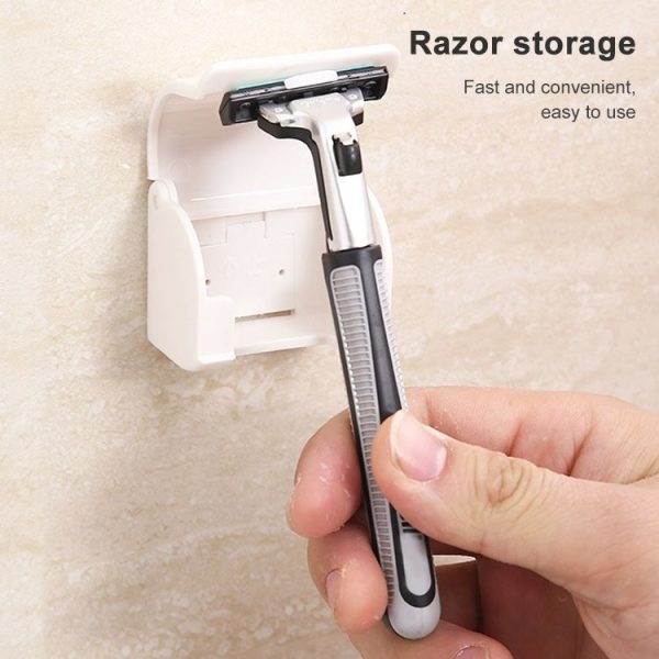 2 PCS Wall-mounted Shaver Shelf Plastic Razor Rack Sucked - Image 5
