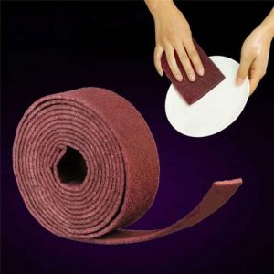 Nylon Emery Scouring Pad Stainless Steel Rust Polishing Kitchen Dish Cleaning Rag, Size: 9 cm x 1 m (Red Brown)