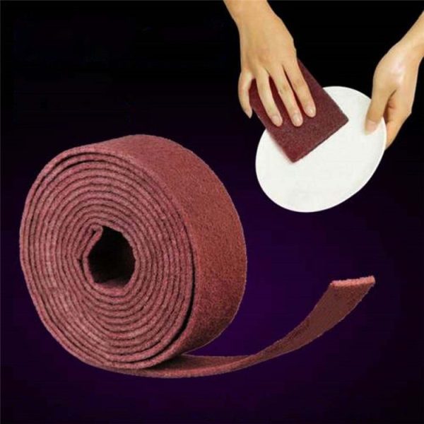 Nylon Emery Scouring Pad Stainless Steel Rust Polishing Kitchen Dish Cleaning Rag, Size: 9 cm x 1 m (Red Brown) - Image 3