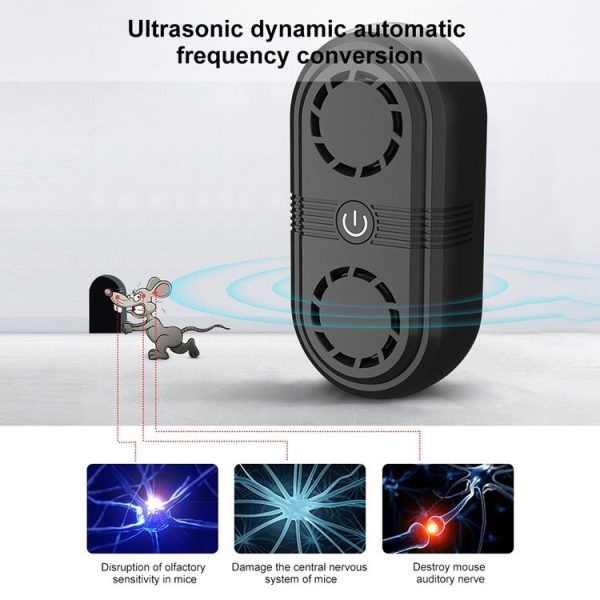 Ultrasonic Repeller High Power Double Speaker Interference Rodent and Insect Repeller, Specification: EU Plug (Black) - Image 6