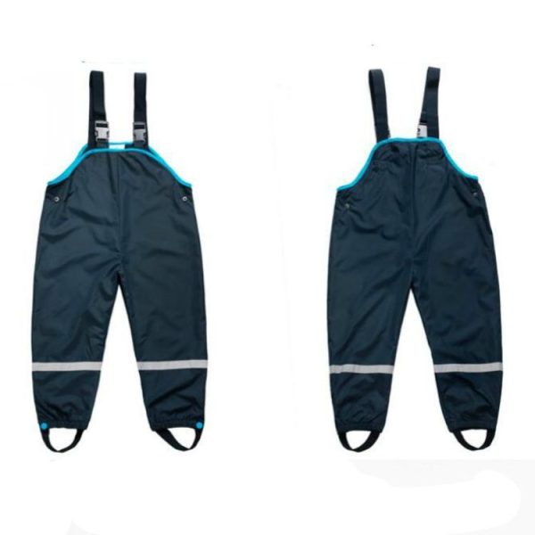 Double Rainproof Waterproof Thick Beach Pants Green Poncho Raincoat Children Bib, Size: S (Black)