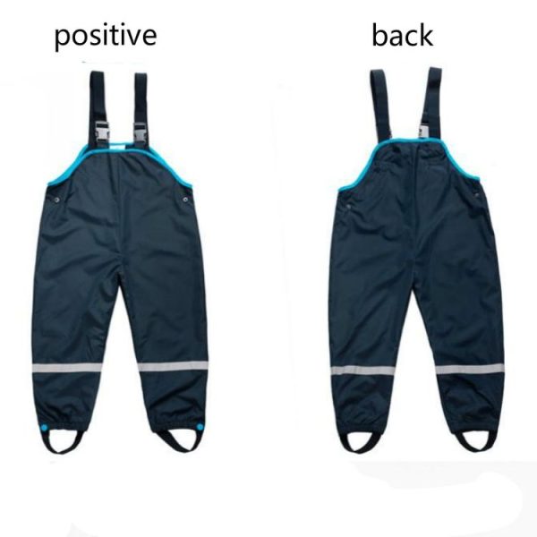 Double Rainproof Waterproof Thick Beach Pants Green Poncho Raincoat Children Bib, Size: S (Black) - Image 2