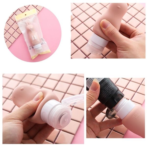 Cute Silicone Inflatable Portable Animal Shape Travel Packaged Lotion Shampoo Moisture Bottle (Blue) - Image 5