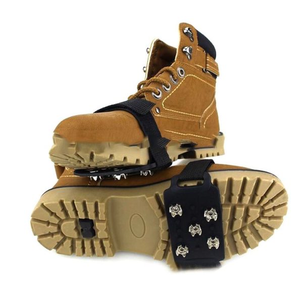 1 Pair Lace-up 5 Teeth Silicone Ice Claw Outdoor Non-slip Shoes Covers for Ice Snow Ground (Black) - Image 2