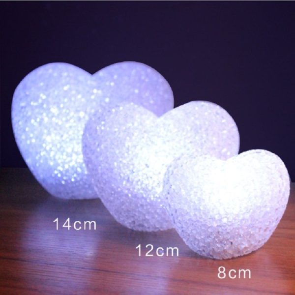 8cm White Heart Indoor Decorative LED Night Light Romantic 3D Love Heart Valentine Day Wedding Party Decoration - Image 2