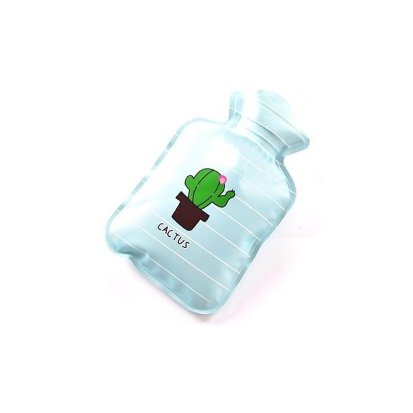 Cartoon Mini Water Injection Hot Water Bag Portable Hand Warmer, Color: Green Cactus