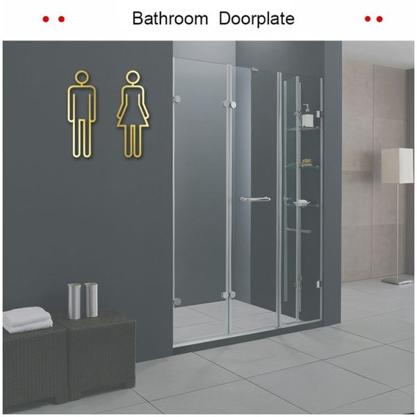 2 PCS Acrylic Toilet Symbol Adhesive Backed Bathroom Toilet Door Sign for Hotel (Silver) - Image 3