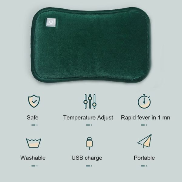 Waterless Graphene Hot Water Bag Rechargeable Hand Warmer, Style: Pillow Version 3 Gear (Pink) - Image 2