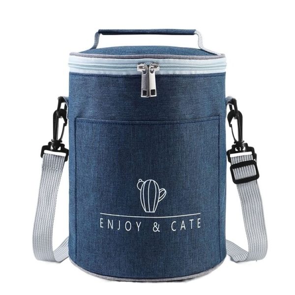 Round Lunch Bag Insulated Lunch Box Foldable & Portable Lunch Tote L (Tibetan)