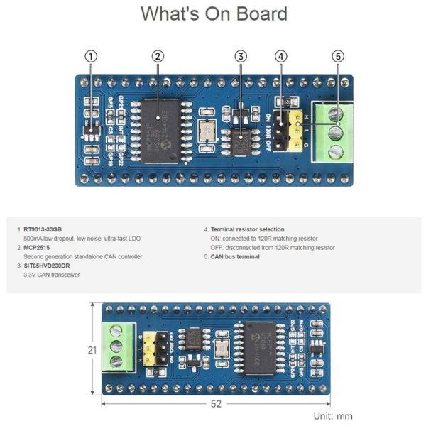 Waveshare For Raspberry Pi Pico CAN Bus Module (B), Enabling Long Range Communication Through SPI, 23775 - Image 5