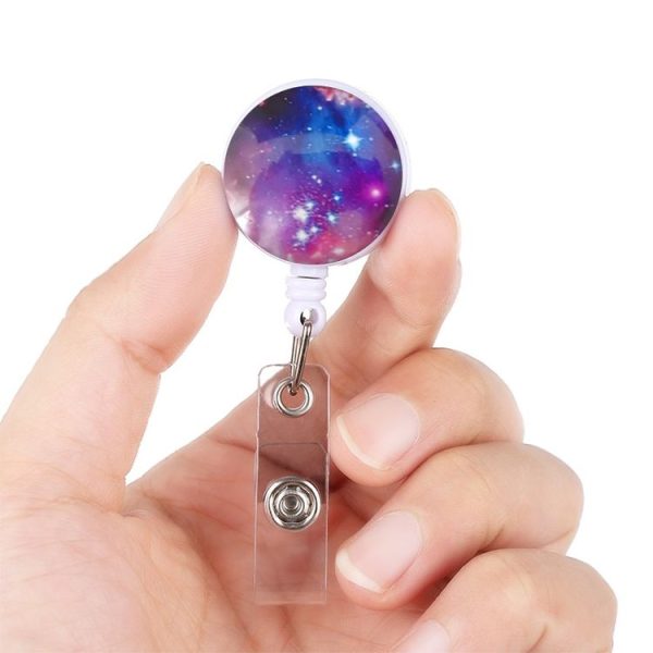 2 PCS Night Starry Sky Marble Crack Puller Retractable Buckle Lanyard Business Key Buckle Card Holder Marble Alligator Clip - Image 4