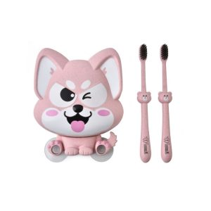 Cartoon Dog Suction Wall Toothbrush Toothpaste Shelf, Size: 16x14x5cm (Pink)