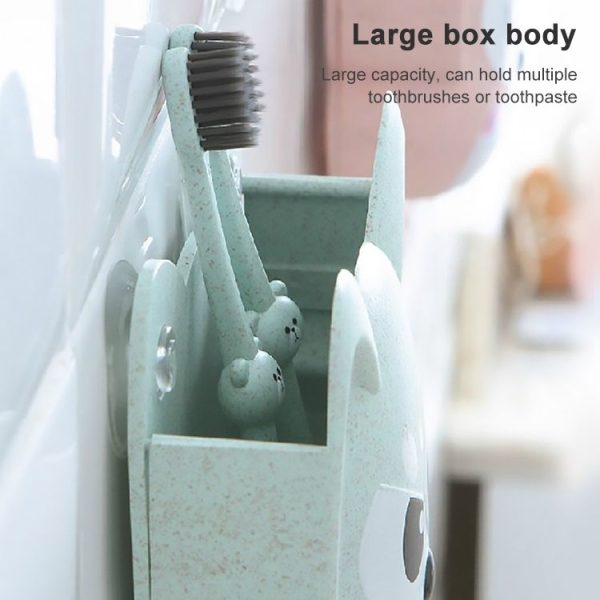 Cartoon Dog Suction Wall Toothbrush Toothpaste Shelf, Size: 16x14x5cm (Pink) - Image 9