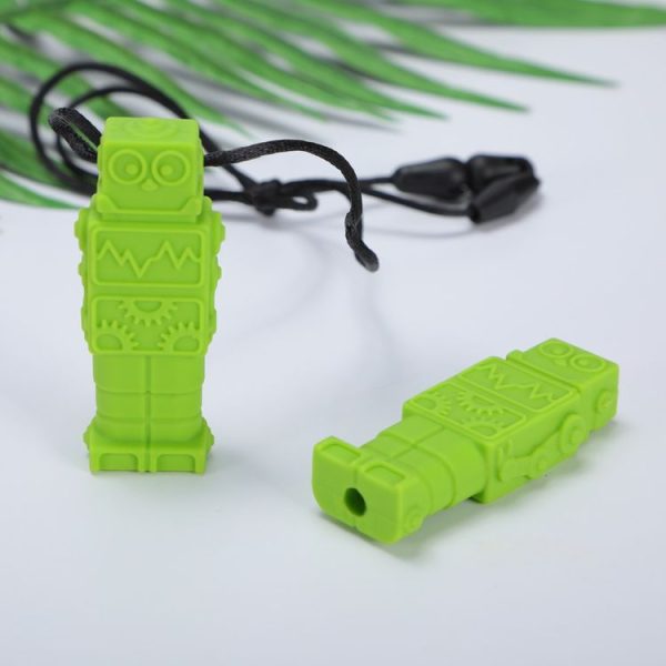 Silicone Robot Teether Baby Chewing Sensory Pendant Necklace (Green)