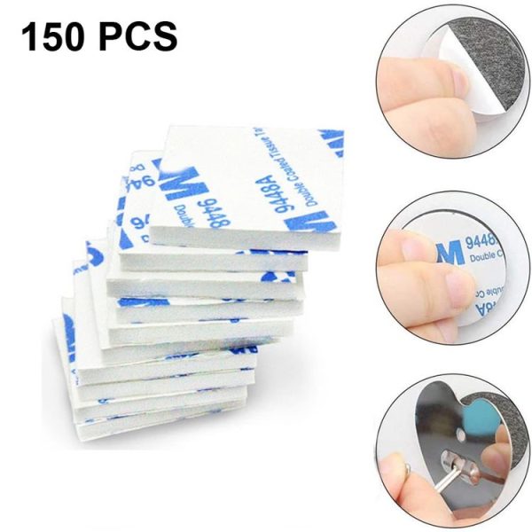 150 PCS 30x40x1.5mm Square EVA Foam Double-sided Adhesive High-viscosity Sponge Sticker (White)