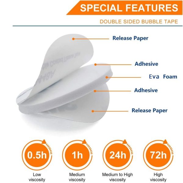 150 PCS 30x40x1.5mm Square EVA Foam Double-sided Adhesive High-viscosity Sponge Sticker (White) - Image 3