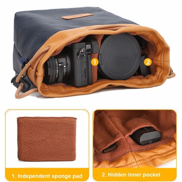S.C.COTTON Camera Lens Protection Bag Liner Bag Waterproof Camera Storage Bag, Size: L (Khaki) - Image 5