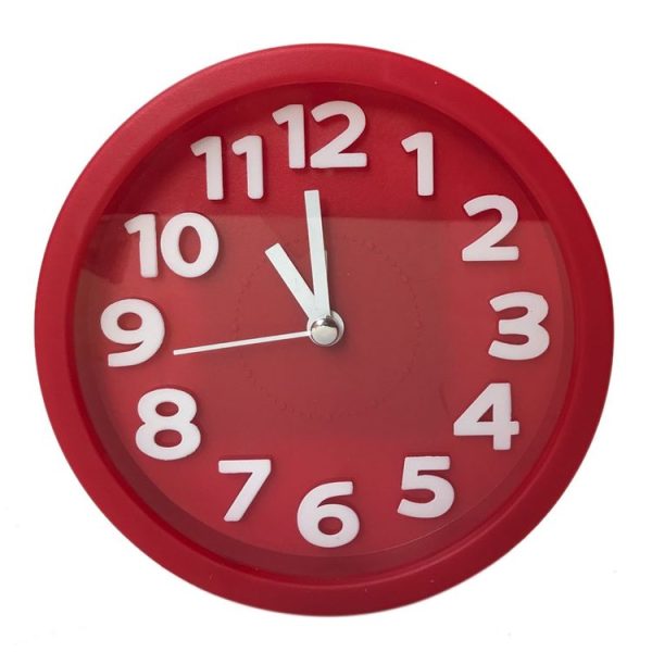 Round 12cm Candy Color Stereo Digital Silent Alarm Clock Children Student Alarm Clock (Red)