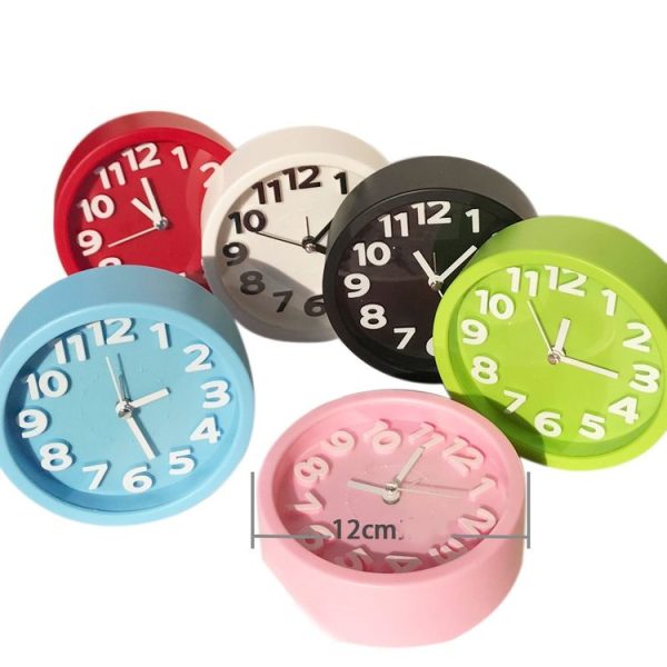 Round 12cm Candy Color Stereo Digital Silent Alarm Clock Children Student Alarm Clock (Red) - Image 2
