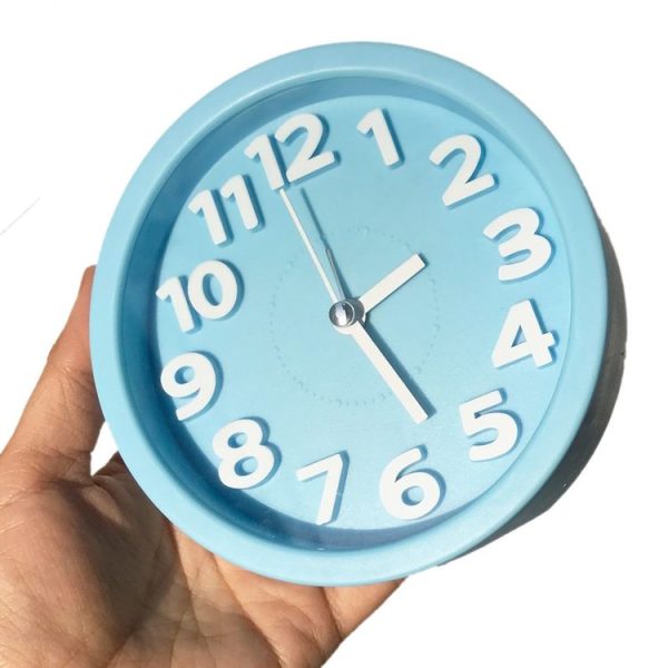 Round 12cm Candy Color Stereo Digital Silent Alarm Clock Children Student Alarm Clock (Red) - Image 3