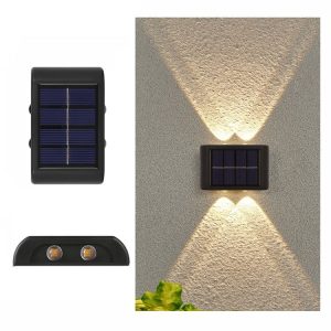 4LED NiMH Solar Wall Lamp Outdoor Waterproof Up And Down Double-headed Spotlights (Warm Light)