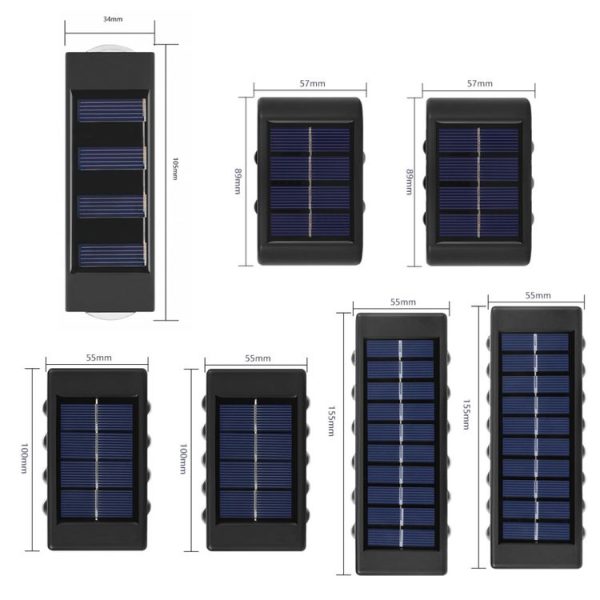 4LED NiMH Solar Wall Lamp Outdoor Waterproof Up And Down Double-headed Spotlights (Warm Light) - Image 3