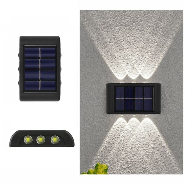 6LED NiMH Solar Wall Lamp Outdoor Waterproof Up And Down Double-headed Spotlights (White Light)