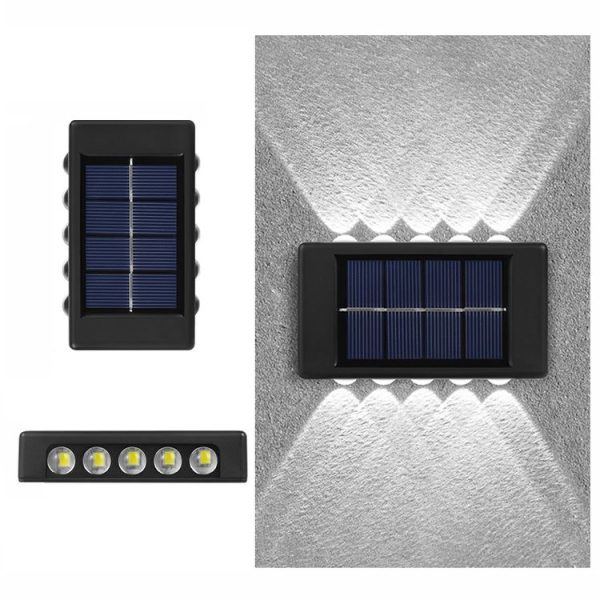 10LED NiMH Solar Wall Lamp Outdoor Waterproof Up And Down Double-headed Spotlights (White Light)