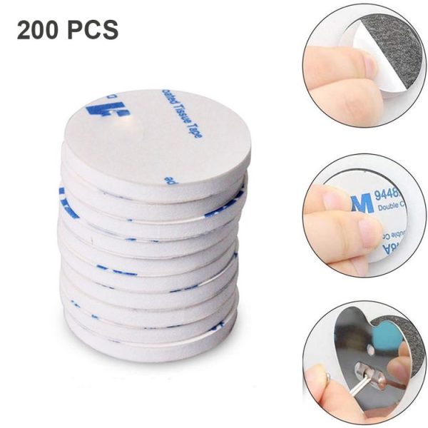 200 PCS 25x1.5mm Round EVA Foam Double-sided Adhesive Strong High-viscosity Sponge Sticker (White)