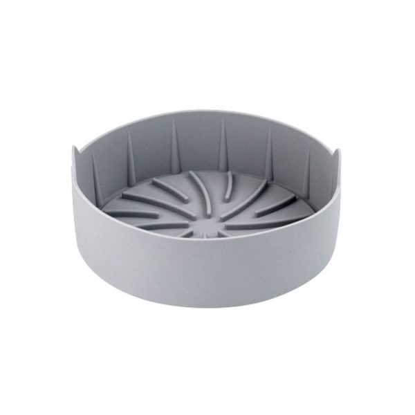 Air Fryer Silicone Grill Pan Accessories, Size: Round 19 cm (Gray)
