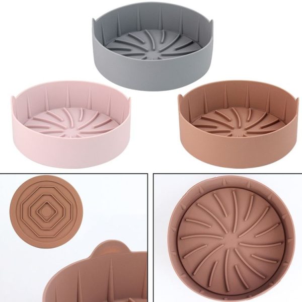 Air Fryer Silicone Grill Pan Accessories, Size: Round 19 cm (Gray) - Image 2