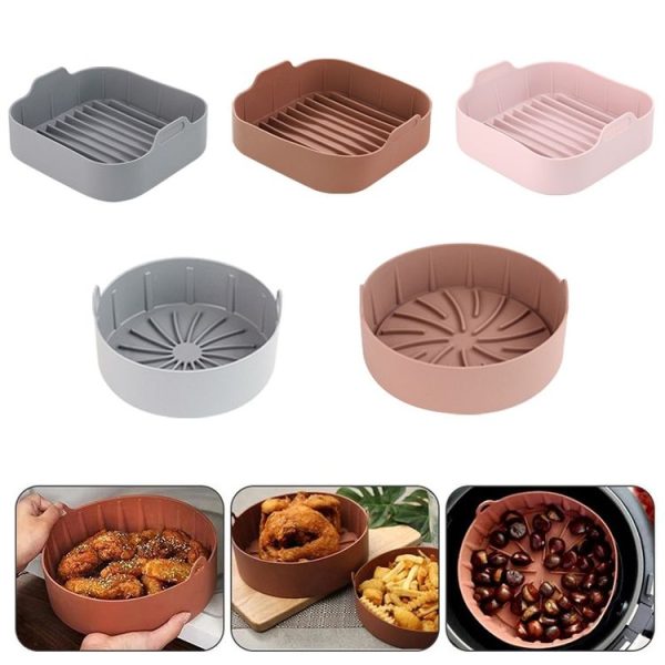 Air Fryer Silicone Grill Pan Accessories, Size: Round 19 cm (Gray) - Image 4