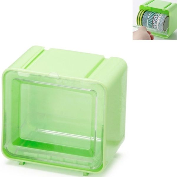 Tape Storage Box Cutter Desktop Stationery Storage Box (Green)