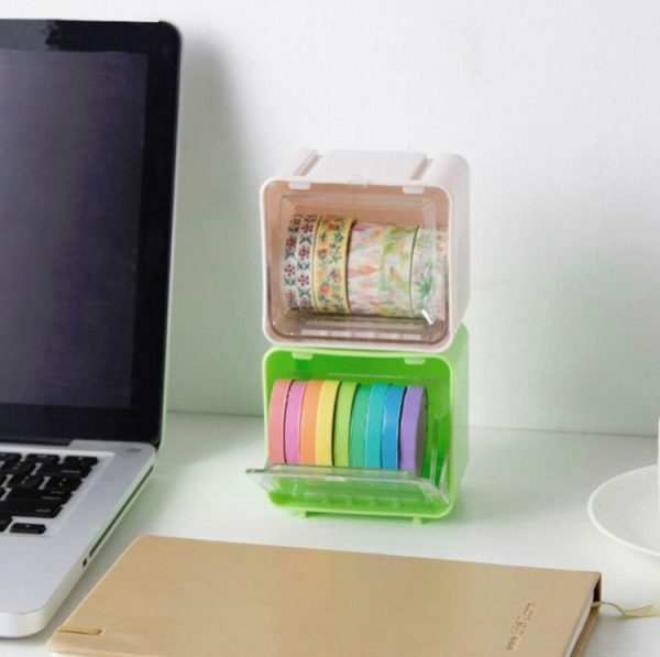 Tape Storage Box Cutter Desktop Stationery Storage Box (Green) - Image 4