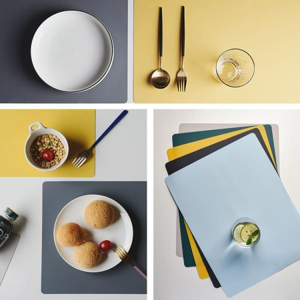 Nordic Style Food Grade Silicone Pad Tableware Environmental Insulation Pad Placemat (Sky Blue) - Image 8