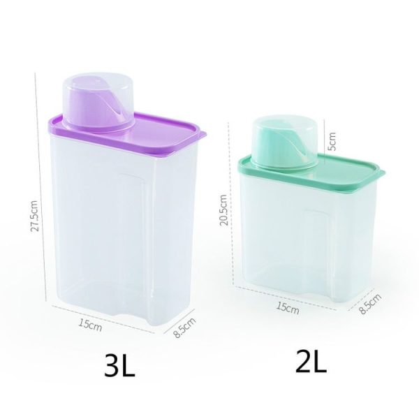 3L Household Plastic Transparent Washing Powder Storage Box Storage Container (Green) - Image 3