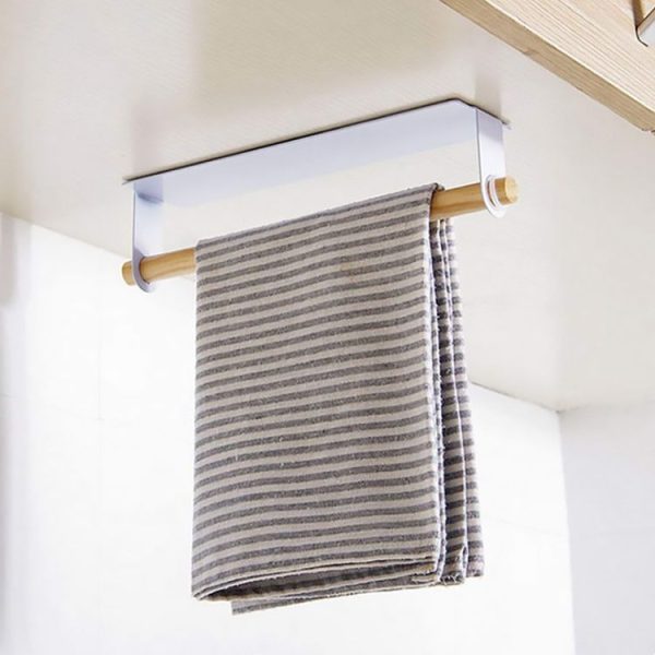 Non-perforated Kitchen Paper Holder Rag Roll Paper Storage Rack Toilet Bathroom Towel Rack (White)