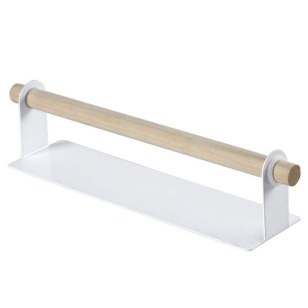 Non-perforated Kitchen Paper Holder Rag Roll Paper Storage Rack Toilet Bathroom Towel Rack (White) - Image 2