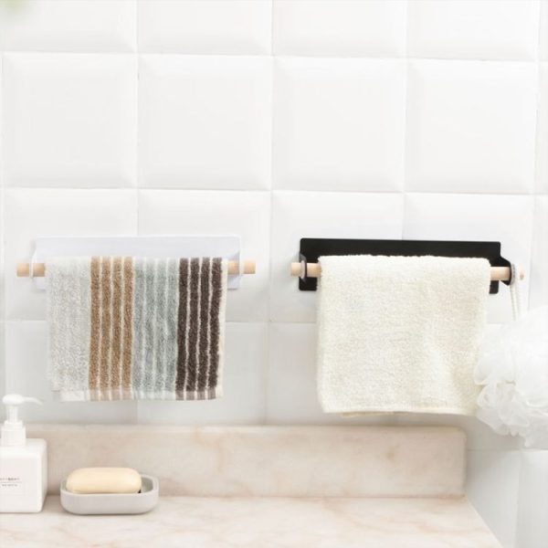 Non-perforated Kitchen Paper Holder Rag Roll Paper Storage Rack Toilet Bathroom Towel Rack (White) - Image 7