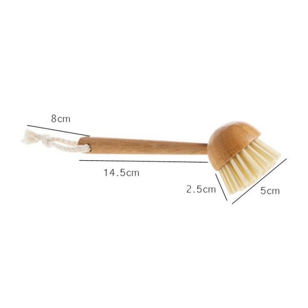 Home Kitchen Wooden Non-sticky Oil Washing Pot Brush Long Handle Dish Brush - Image 2