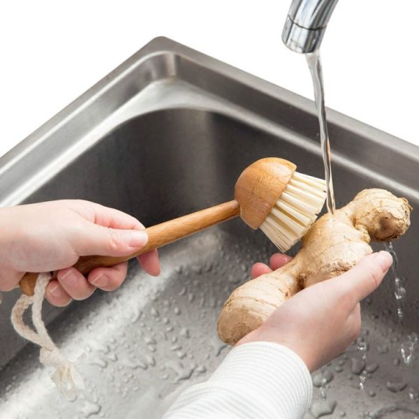 Home Kitchen Wooden Non-sticky Oil Washing Pot Brush Long Handle Dish Brush - Image 3