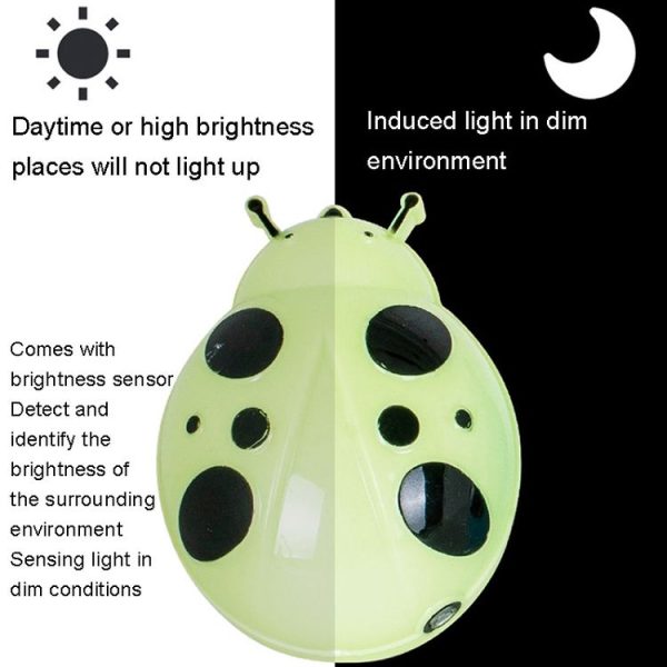 A62 Beetle Shape LED Night Light Plug-in Intelligent Light Control Sensor Light, Plug: EU Plug (White) - Image 5