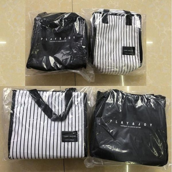 Multifunctional Portable Insulated Lunch Box Bag (Lunch White Stripes) - Image 10